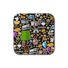 Vector Flat Seamless Texture Pattern Ghana Rubber Coaster (square)  by Vaneshart