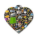 Vector Flat Seamless Texture Pattern Ghana Dog Tag Heart (Two Sides) Front