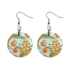 Peacock Flower Seamless Pattern Mini Button Earrings by Vaneshart