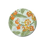 Peacock Flower Seamless Pattern Rubber Coaster (Round)  Front