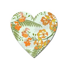 Peacock Flower Seamless Pattern Heart Magnet by Vaneshart