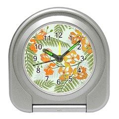 Peacock Flower Seamless Pattern Travel Alarm Clock by Vaneshart