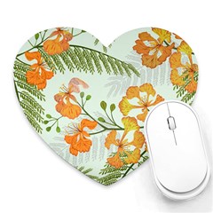 Peacock Flower Seamless Pattern Heart Mousepads by Vaneshart