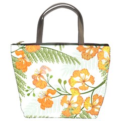 Peacock Flower Seamless Pattern Bucket Bag by Vaneshart