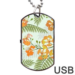 Peacock Flower Seamless Pattern Dog Tag Usb Flash (one Side) by Vaneshart