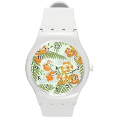 Peacock Flower Seamless Pattern Round Plastic Sport Watch (m) by Vaneshart