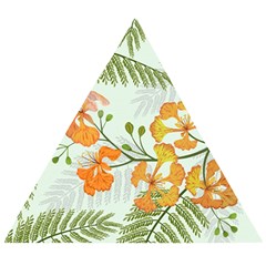 Peacock Flower Seamless Pattern Wooden Puzzle Triangle