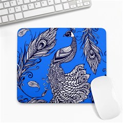 Peacock Bird Feathers Seamless Background Pattern Large Mousepads by Vaneshart