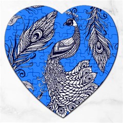 Peacock Bird Feathers Seamless Background Pattern Jigsaw Puzzle (heart)