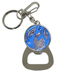 Peacock Bird Feathers Seamless Background Pattern Bottle Opener Key Chain by Vaneshart