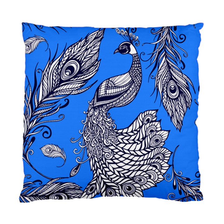 Peacock Bird Feathers Seamless Background Pattern Standard Cushion Case (One Side)