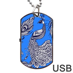 Peacock Bird Feathers Seamless Background Pattern Dog Tag Usb Flash (one Side) by Vaneshart