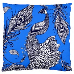 Peacock Bird Feathers Seamless Background Pattern Large Cushion Case (one Side) by Vaneshart