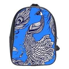 Peacock Bird Feathers Seamless Background Pattern School Bag (xl) by Vaneshart