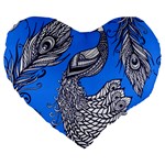 Peacock Bird Feathers Seamless Background Pattern Large 19  Premium Heart Shape Cushions Front