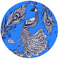 Peacock Bird Feathers Seamless Background Pattern Wooden Bottle Opener (round)