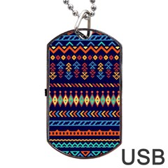 Decorative Pattern Ethnic Style Dog Tag Usb Flash (one Side) by Vaneshart