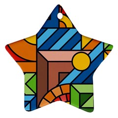 Colorful Geometric Mosaic Background Star Ornament (Two Sides)