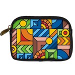 Colorful Geometric Mosaic Background Digital Camera Leather Case Front