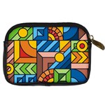 Colorful Geometric Mosaic Background Digital Camera Leather Case Back