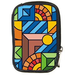 Colorful Geometric Mosaic Background Compact Camera Leather Case