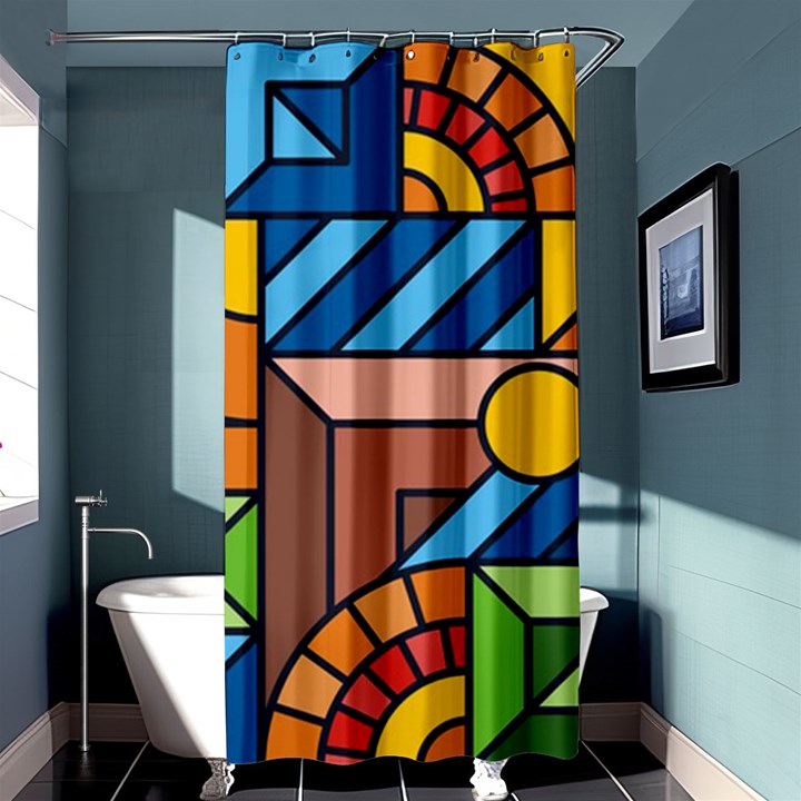 Colorful Geometric Mosaic Background Shower Curtain 36  x 72  (Stall) 