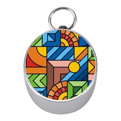 Colorful Geometric Mosaic Background Mini Silver Compasses