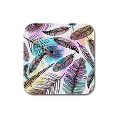 Hand Drawn Feathers Seamless Pattern Rubber Square Coaster (4 Pack)  by Vaneshart