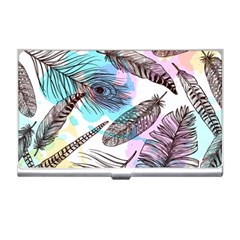 Hand Drawn Feathers Seamless Pattern Business Card Holder by Vaneshart