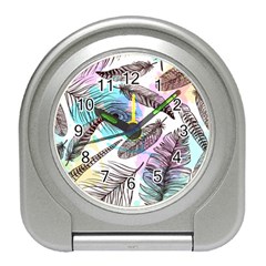 Hand Drawn Feathers Seamless Pattern Travel Alarm Clock by Vaneshart