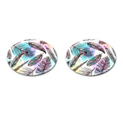 Hand Drawn Feathers Seamless Pattern Cufflinks (oval) by Vaneshart