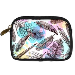 Hand Drawn Feathers Seamless Pattern Digital Camera Leather Case by Vaneshart