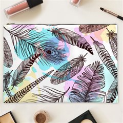 Hand Drawn Feathers Seamless Pattern Cosmetic Bag (xxl) by Vaneshart