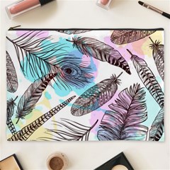 Hand Drawn Feathers Seamless Pattern Cosmetic Bag (xxxl) by Vaneshart