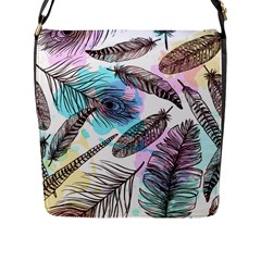 Hand Drawn Feathers Seamless Pattern Flap Closure Messenger Bag (l) by Vaneshart