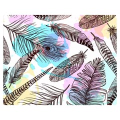 Hand Drawn Feathers Seamless Pattern Double Sided Flano Blanket (medium)  by Vaneshart