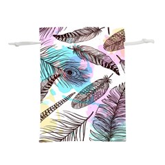 Hand Drawn Feathers Seamless Pattern Lightweight Drawstring Pouch (s) by Vaneshart