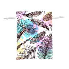 Hand Drawn Feathers Seamless Pattern Lightweight Drawstring Pouch (l)