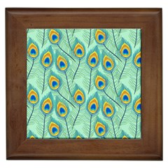 Lovely Peacock Feather Pattern With Flat Design Framed Tile by Vaneshart