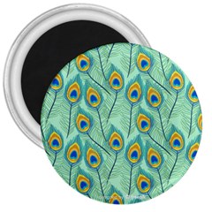 Lovely Peacock Feather Pattern With Flat Design 3  Magnets by Vaneshart