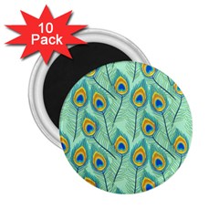 Lovely Peacock Feather Pattern With Flat Design 2 25  Magnets (10 Pack)  by Vaneshart