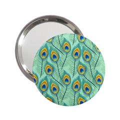 Lovely Peacock Feather Pattern With Flat Design 2 25  Handbag Mirrors by Vaneshart