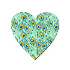 Lovely Peacock Feather Pattern With Flat Design Heart Magnet by Vaneshart