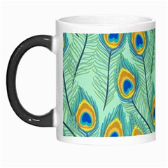 Lovely Peacock Feather Pattern With Flat Design Morph Mugs by Vaneshart