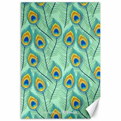 Lovely Peacock Feather Pattern With Flat Design Canvas 12  X 18  by Vaneshart