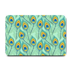 Lovely Peacock Feather Pattern With Flat Design Small Doormat  by Vaneshart