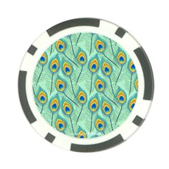 Lovely Peacock Feather Pattern With Flat Design Poker Chip Card Guard by Vaneshart