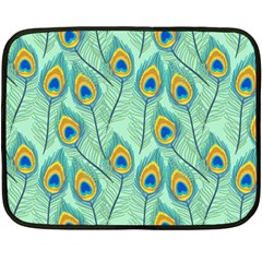 Lovely Peacock Feather Pattern With Flat Design Double Sided Fleece Blanket (mini)  by Vaneshart