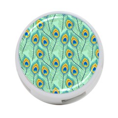 Lovely Peacock Feather Pattern With Flat Design 4-port Usb Hub (one Side) by Vaneshart