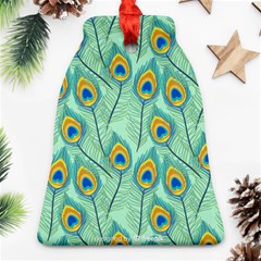 Lovely Peacock Feather Pattern With Flat Design Ornament (bell) by Vaneshart